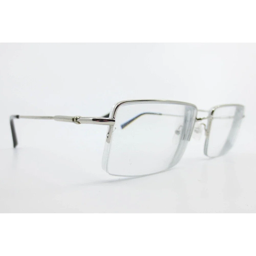 Design Italy J212 Silver Rectangular Semi Rimless Eyeglass Frames 52-17-140